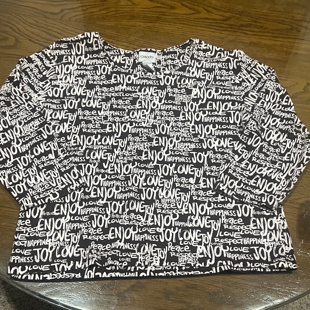 Chico's JOY LOVE HAPPINESS RESPECT Print Top
